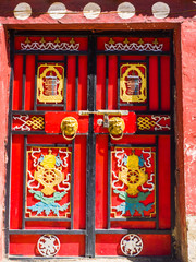 Traditional tibetan style doors in Sichuan