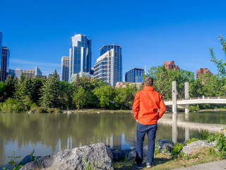 View of Calgary's city center from Prince's Island Park.