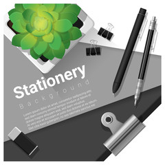 Stationery scene with office equipment background , vector , illustration