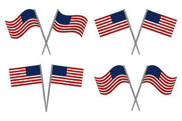 Obraz premium Set of two USA flags