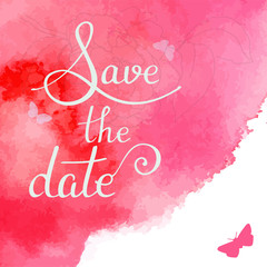 Save the date vector invitation with watercolor texture
