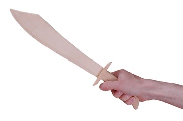 Wooden sabre isolated over white background.