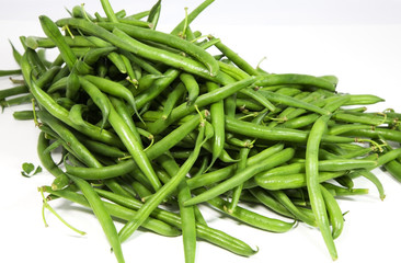 Fresh green string beans. Isolated.