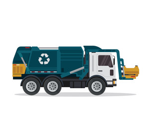 Modern Flat Isolated Garbage Truck Illustration