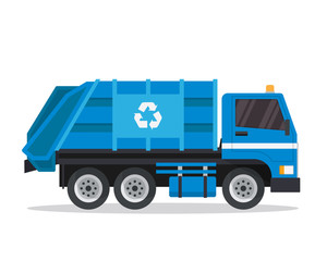 Modern Flat Isolated Garbage Truck Illustration