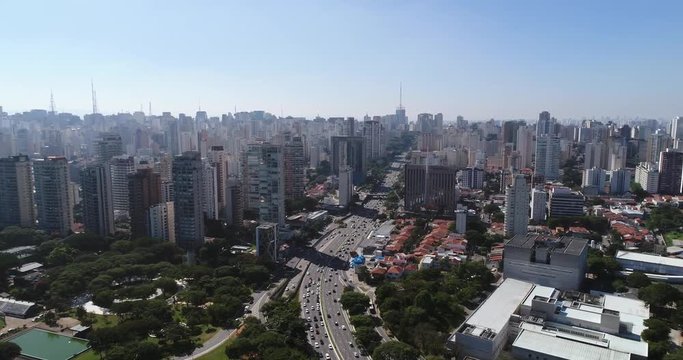 Aerial View of 23 de Maio Avenue in Sao Paulo, Brazil