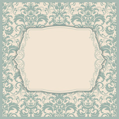 Wedding invitation cards baroque style. Vintage Pattern. Retro Victorian ornament. Frame with flowers elements. Vector illustration.