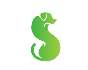 Modern Pet Logo - Green Dog Formed By S Letter