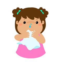 Sick girl runny nose vector.