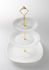 tray or three tier serving tray on a background.