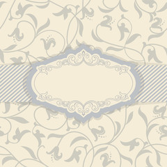 Wedding invitation cards baroque style. Vintage Pattern. Retro Victorian ornament. Frame with flowers elements. Vector illustration.