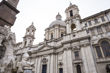 Fototapeta na wymiar Church of Sant Agnese in Agone in Piazza Navona in Rome, Italy