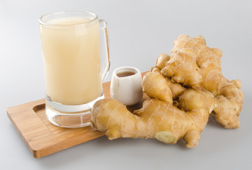 Ginger tea or Ginger tea with haney on background.