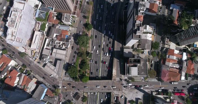 Top View of 23 de Maio Avenue in Sao Paulo, Brazil