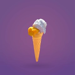 Ice Cream and Cone, Vector illustration of ice cream