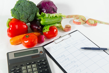 Weight loss concept, healthy organic food