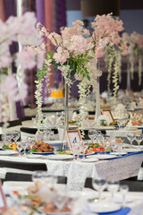 Table set for an event party or wedding reception