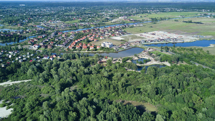 Aerial view of residential neighborhood