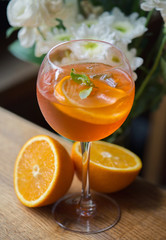 Cocktail as a background. Concept and idea for drink