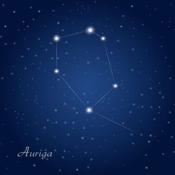 Auriga constellation at starry night sky