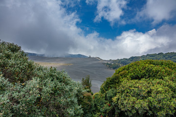 irazu volcano crater and viewpoint in Costa Rica with mist, top view © F.C.G.