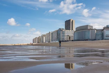 Deurstickers View on Casino Kursaal building from beach of Ostend, Belgium. © Erik_AJV