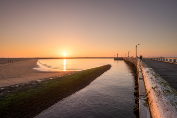 Fototapeta na wymiar Sunset over the pier of Ostend.