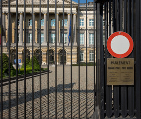 Main entrance to the Belgian Parliament in Brussels, Belgium.