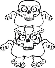 turm 2 freunde team paar skelett schädel knochen horror halloween gruselig topf komisch lustig monster klein frech böse horror comic cartoon