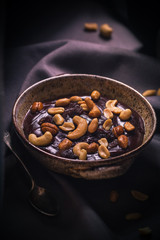 Chocolate pudding variety nuts mystical light