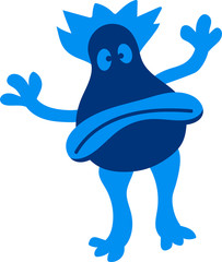 trauriges unglückliches blaues kleines süßes kinder niedliches monster