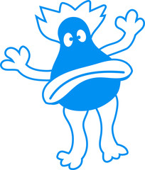 trauriges unglückliches blaues kleines süßes kinder niedliches monster