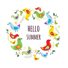 Simple summer pattern with vivid elements. Hello summer.