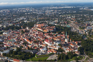 Fototapeta na wymiar Scenic summer aerial shot of the Old Town in Tallinn, Estonia
