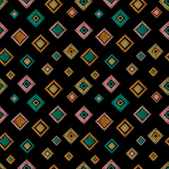 Seamless vector geometrical pattern with rhombus, squares. endless background with hand drawn textured geometric figures. Pastel Graphic illustration Template for wrapping, web backgrounds, wallpaper