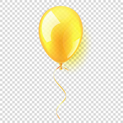Isolated Realistic Colorful Glossy Flying Air Balloon. Birthday party. Ribbon.Celebration. Wedding or Anniversary.Vector Illustration.