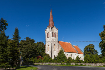 View of typical stone lutheran church in Estonia