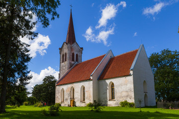 Fototapeta na wymiar View of typical stone lutheran church in Estonia