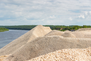 Pile of macadam stone in a quarry