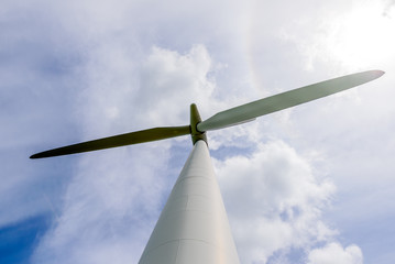 Day view wind power turbines generate electricity