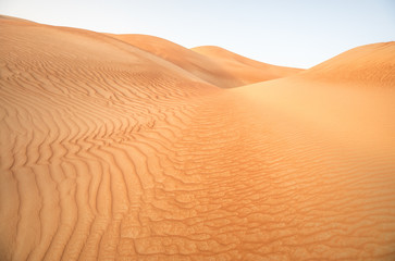 Landscape view of desert dunes.