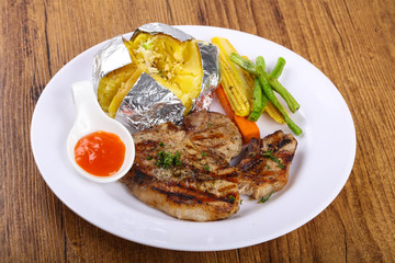Grilled pork steak