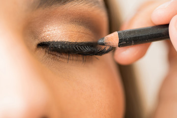 Closeup of a woman with eyeliner