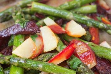 baked vegetables selective focus