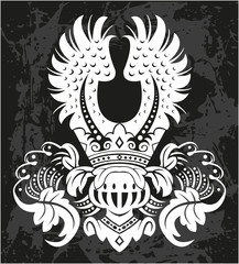 Decorative frame with crown and Helm