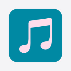 Music note icon. Character listening song. Flat design style.