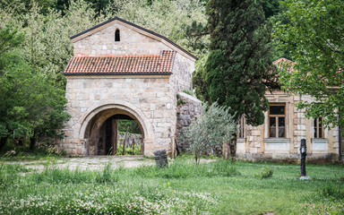 Gelati Monastery, south gate. Famous touristic landmark. A World Heritage site by UNESCO.