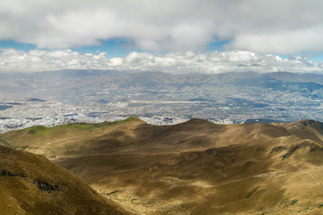 View of Quito (capital of Ecuador) from Rucu Pichincha volcano