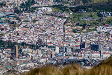 Quito, capital of Ecuador, as viewed from lookout Cruz Loma.