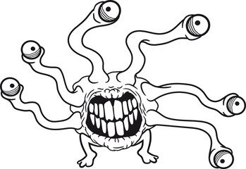 tentakel augen hässlich monster böse gefährlich gefräßig horror halloween grinsen